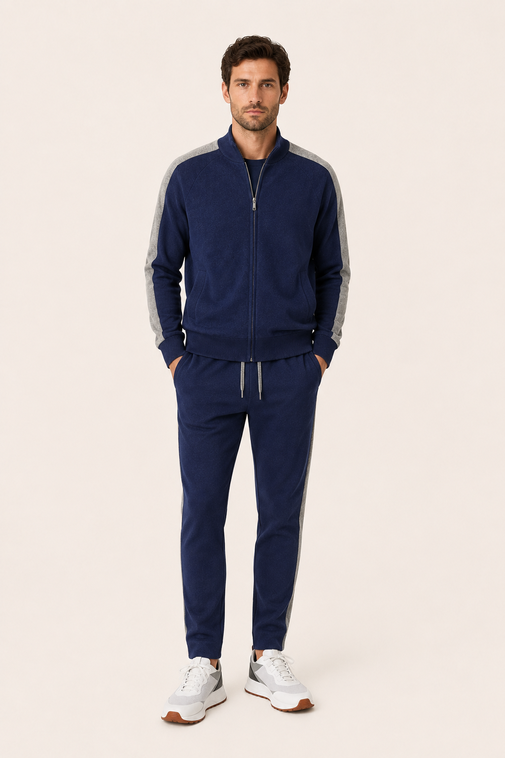 Ladore Cashmere Zip Set Navy / Grey