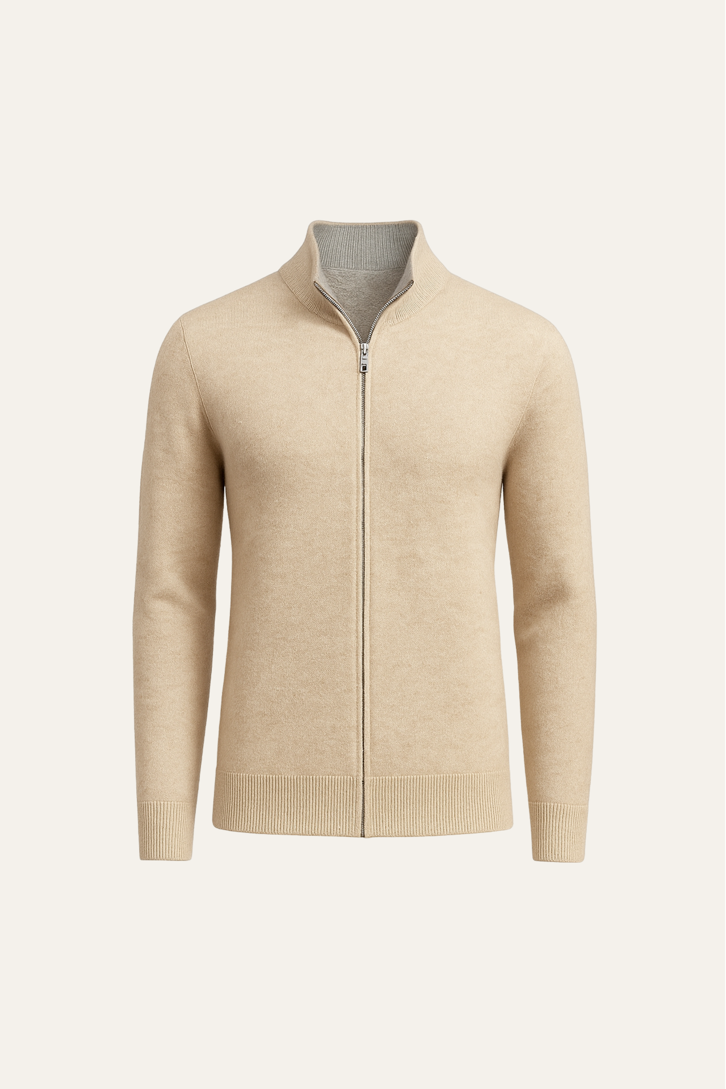 Sivaro Reversible Cashmere Zip Knit Beige & Grey