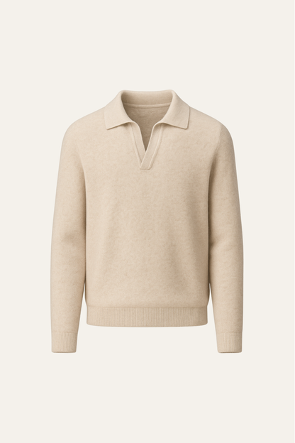 Malero Cashmere Polo Knit Oatmeal