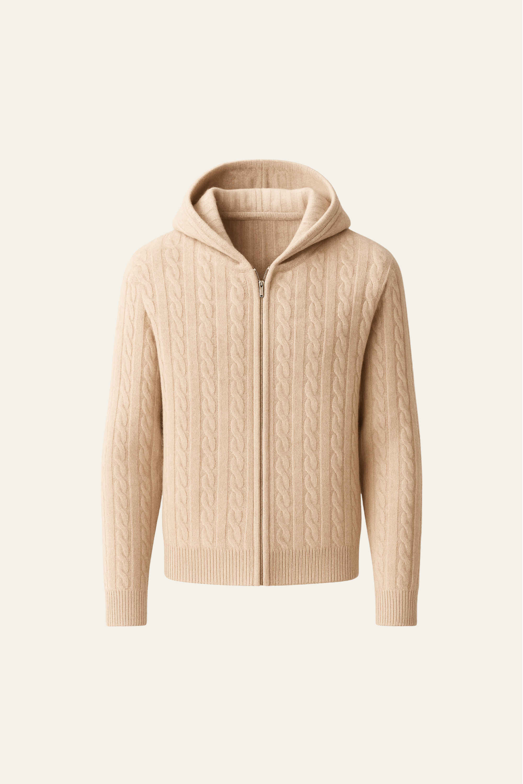 Avero Hooded Cable Knit Beige