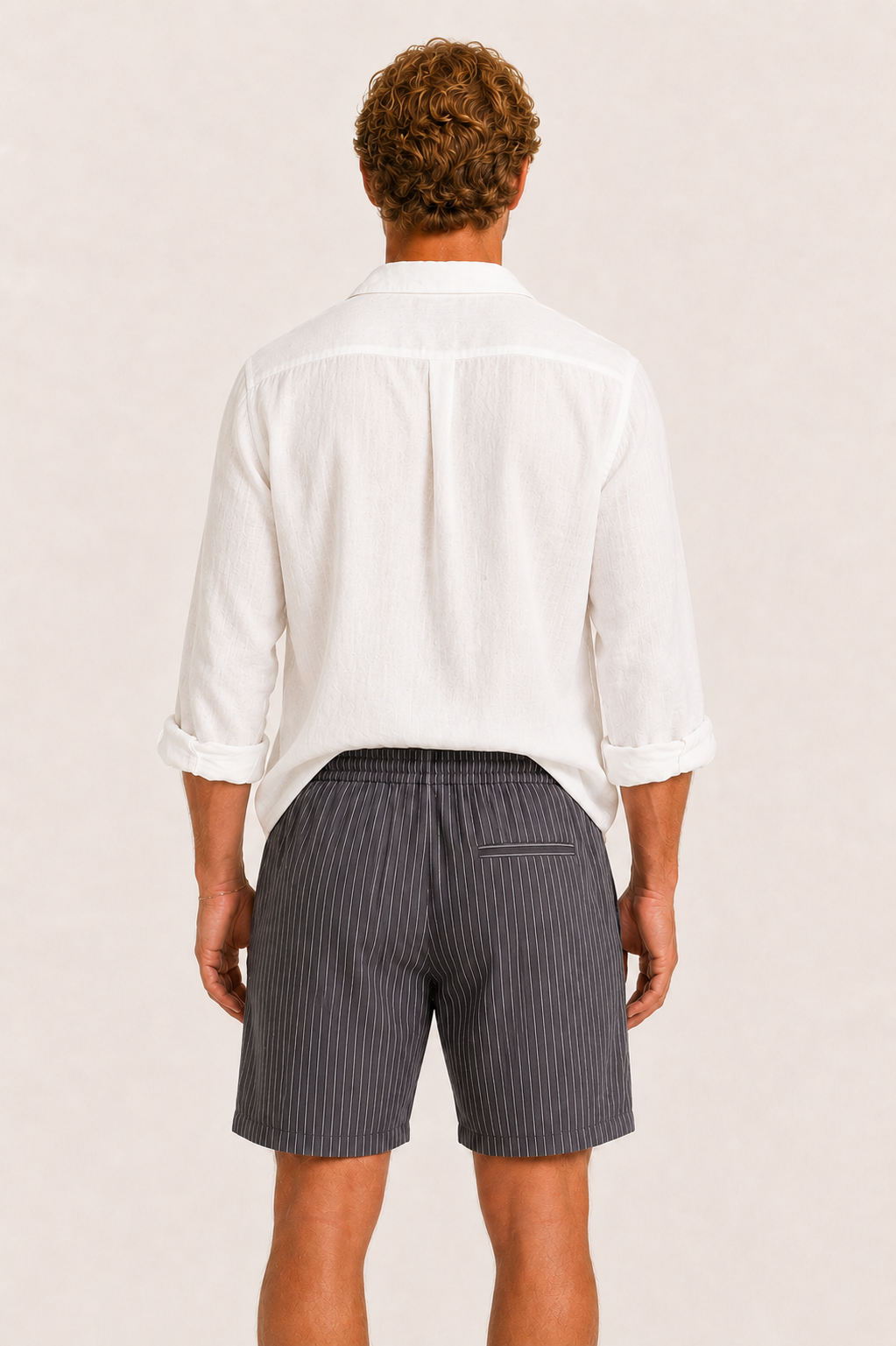 Vilero Cotton Striped Short Grey
