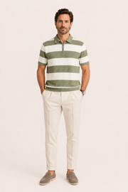 Vicero Striped Zip Polo Green