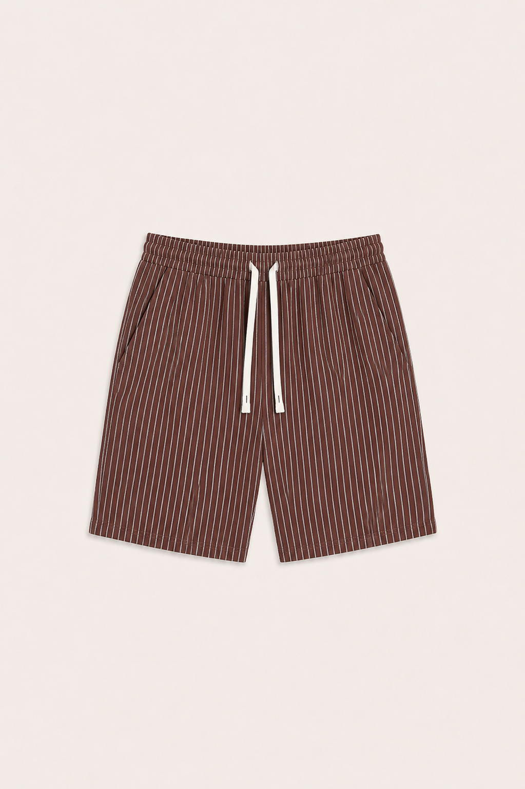 Lenaro Linen Striped Short Red Brown