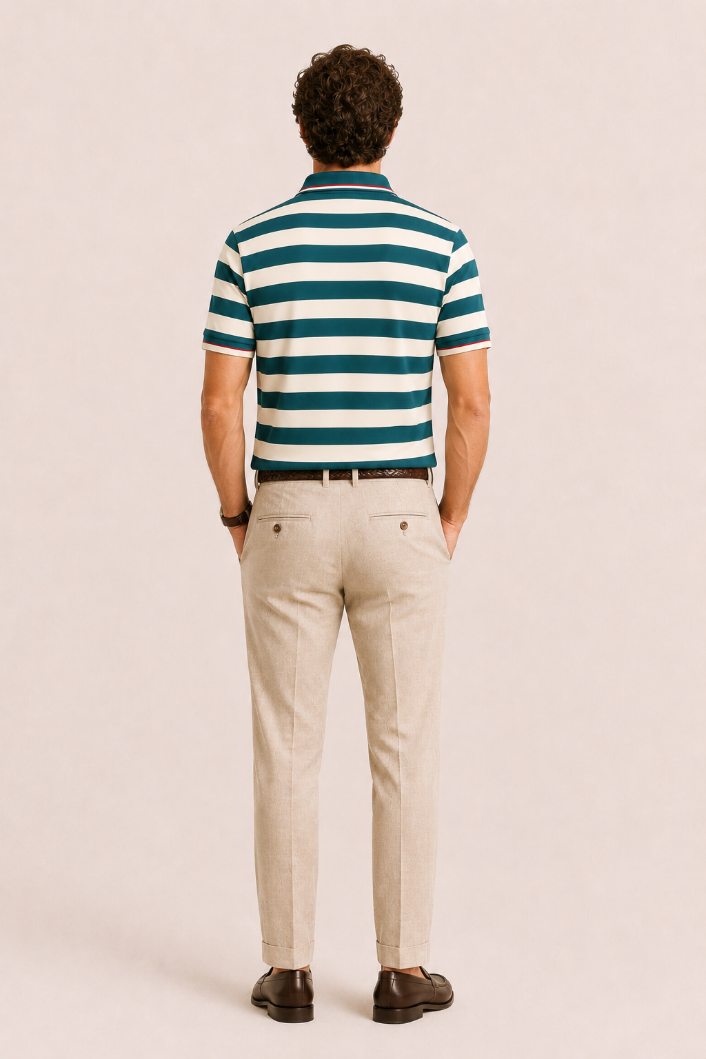 Lamero Striped Cotton Polo Green