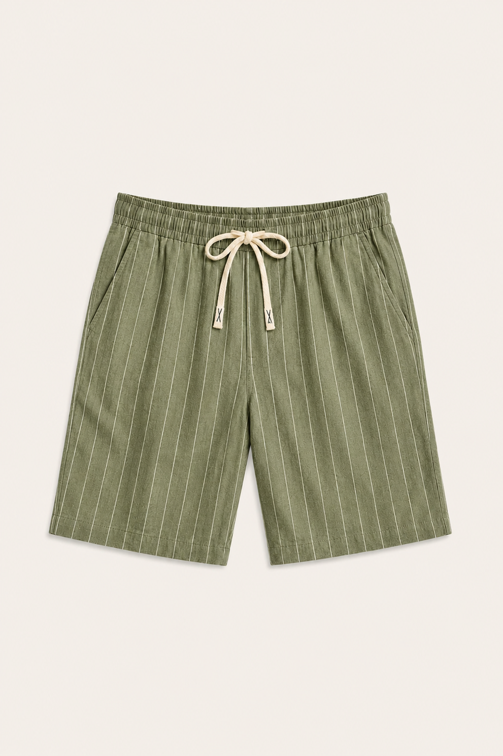 Nerivo Linen Striped Short Green