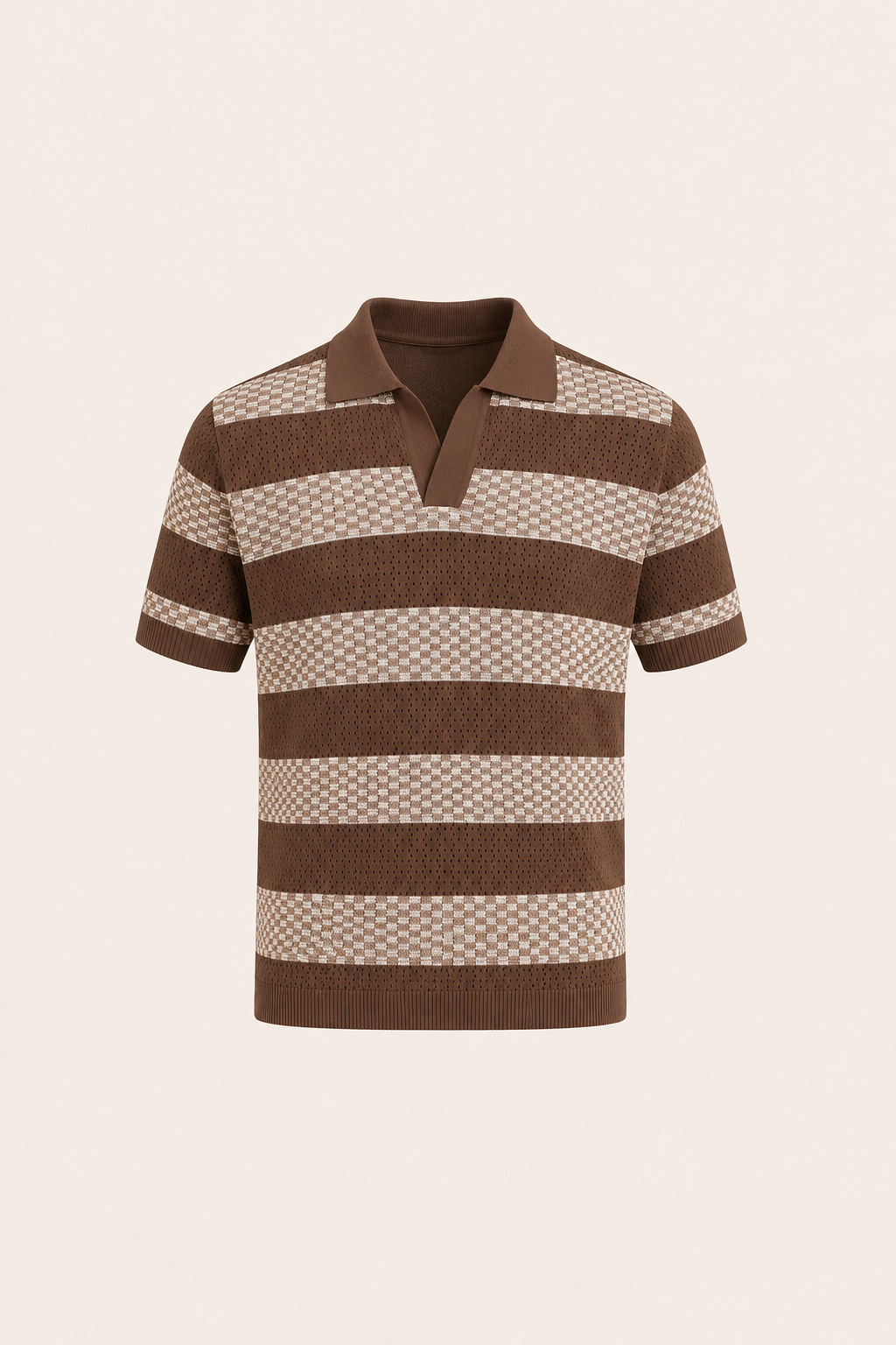 Covani Striped Polo Coffee