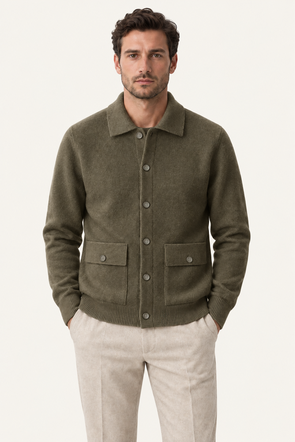 Silavo Wool Cardigan Olive