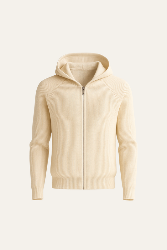 Zelano Merino Hooded Sweater Beige