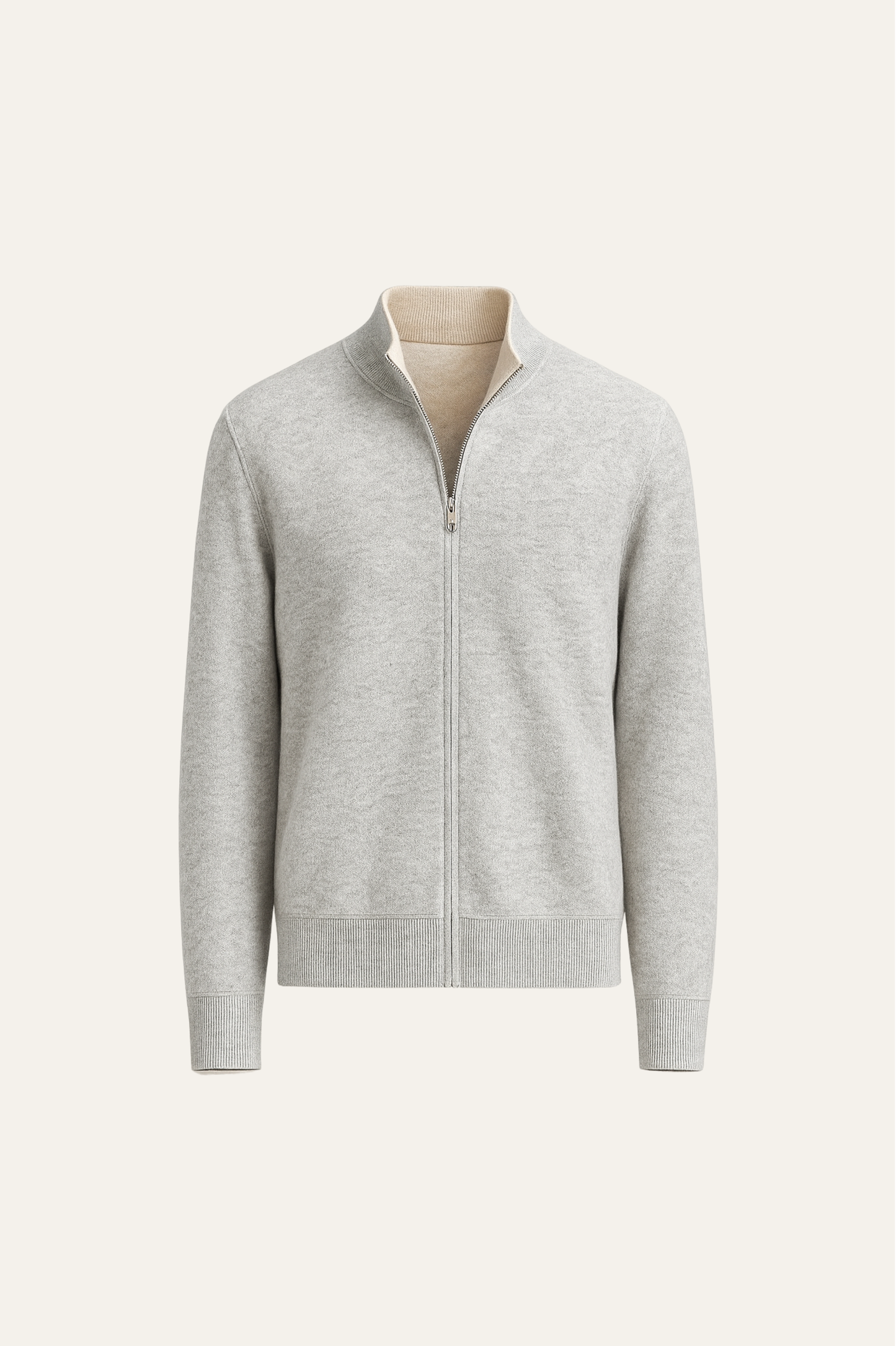 Sivaro Reversible Cashmere Zip Knit Beige & Grey