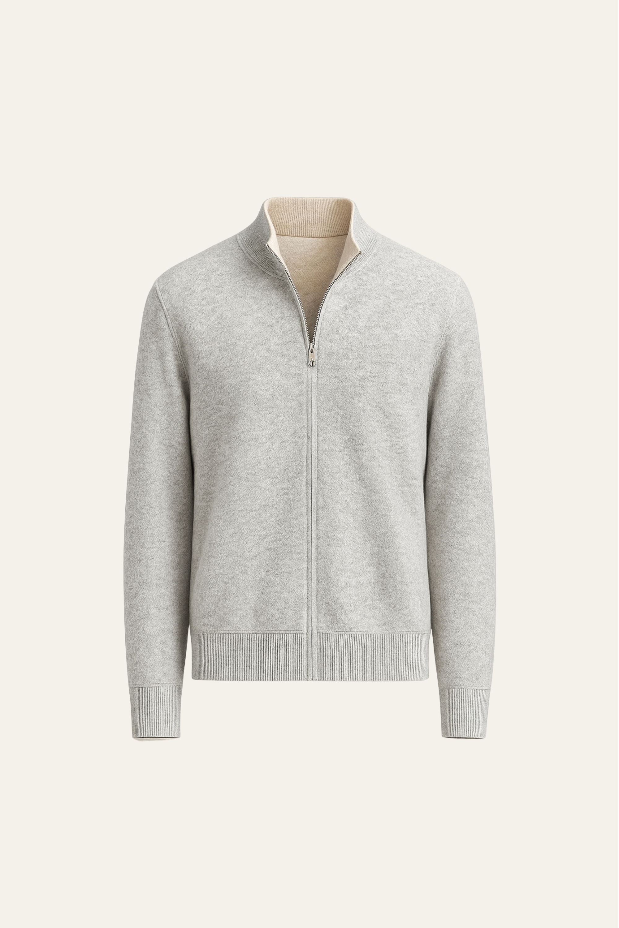 Sivaro Reversible Cashmere Zip Knit Beige & Grey