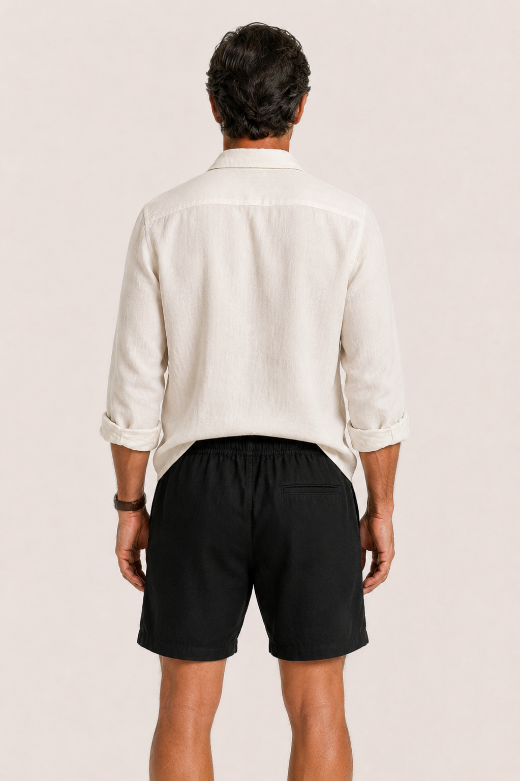 Aviro Linen Striped Short Black
