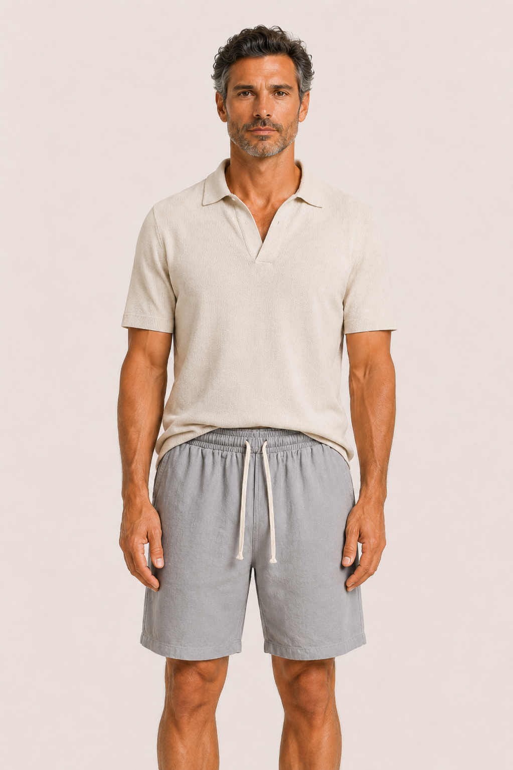 Aviro Linen Striped Short Grey