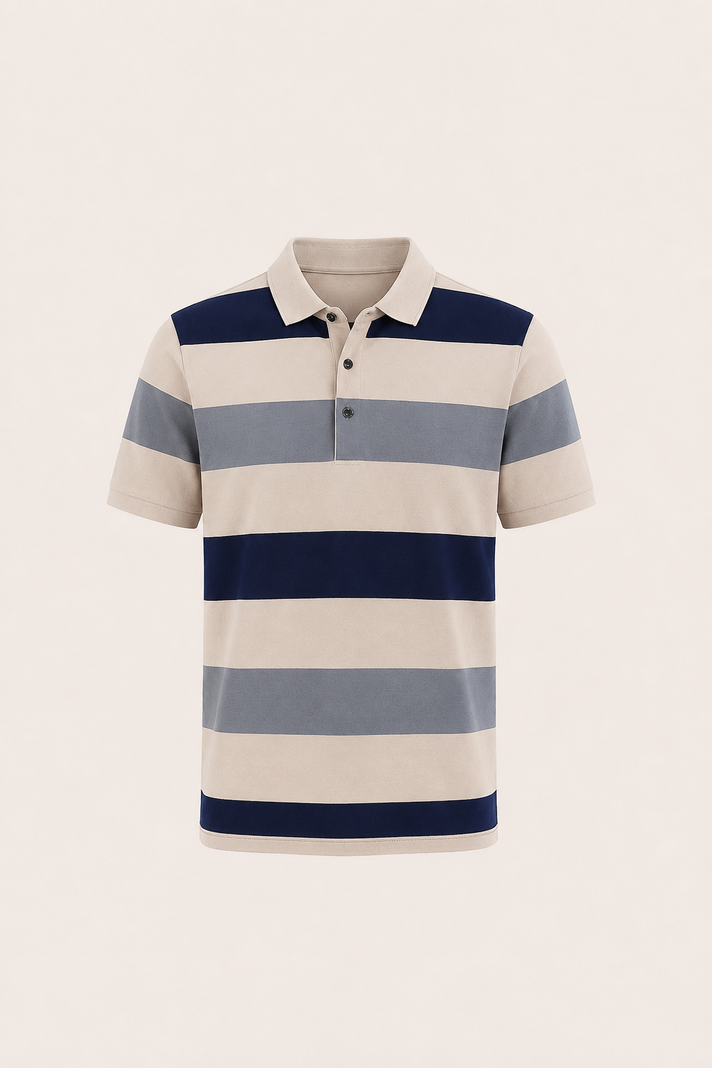 Parello Striped Cotton Polo Khaki
