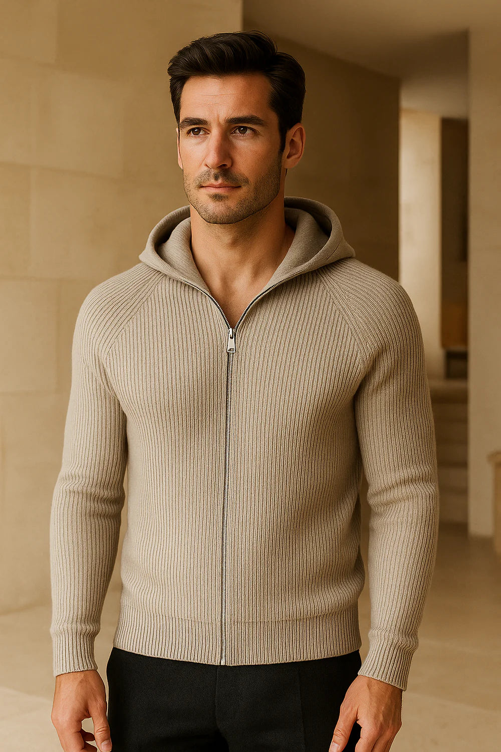 Zelano Merino Hooded Sweater Grey