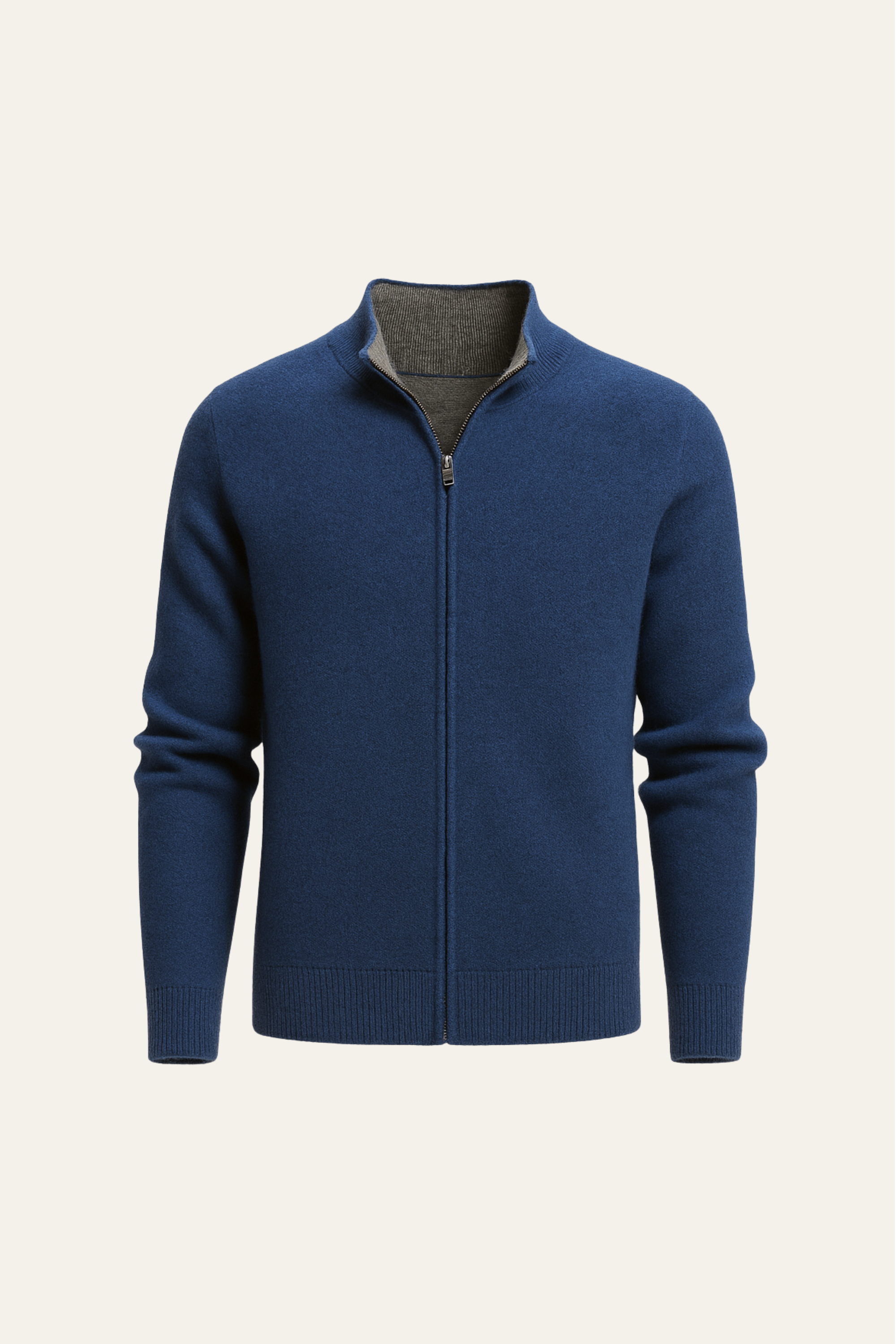Sivaro Reversible Cashmere Zip Knit Navy & Grey