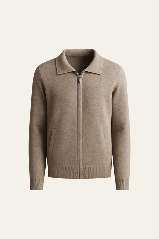 Teravo Merino Zip Sweater Taupe