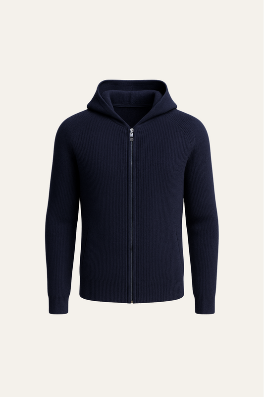Zelano Merino Hooded Sweater Navy