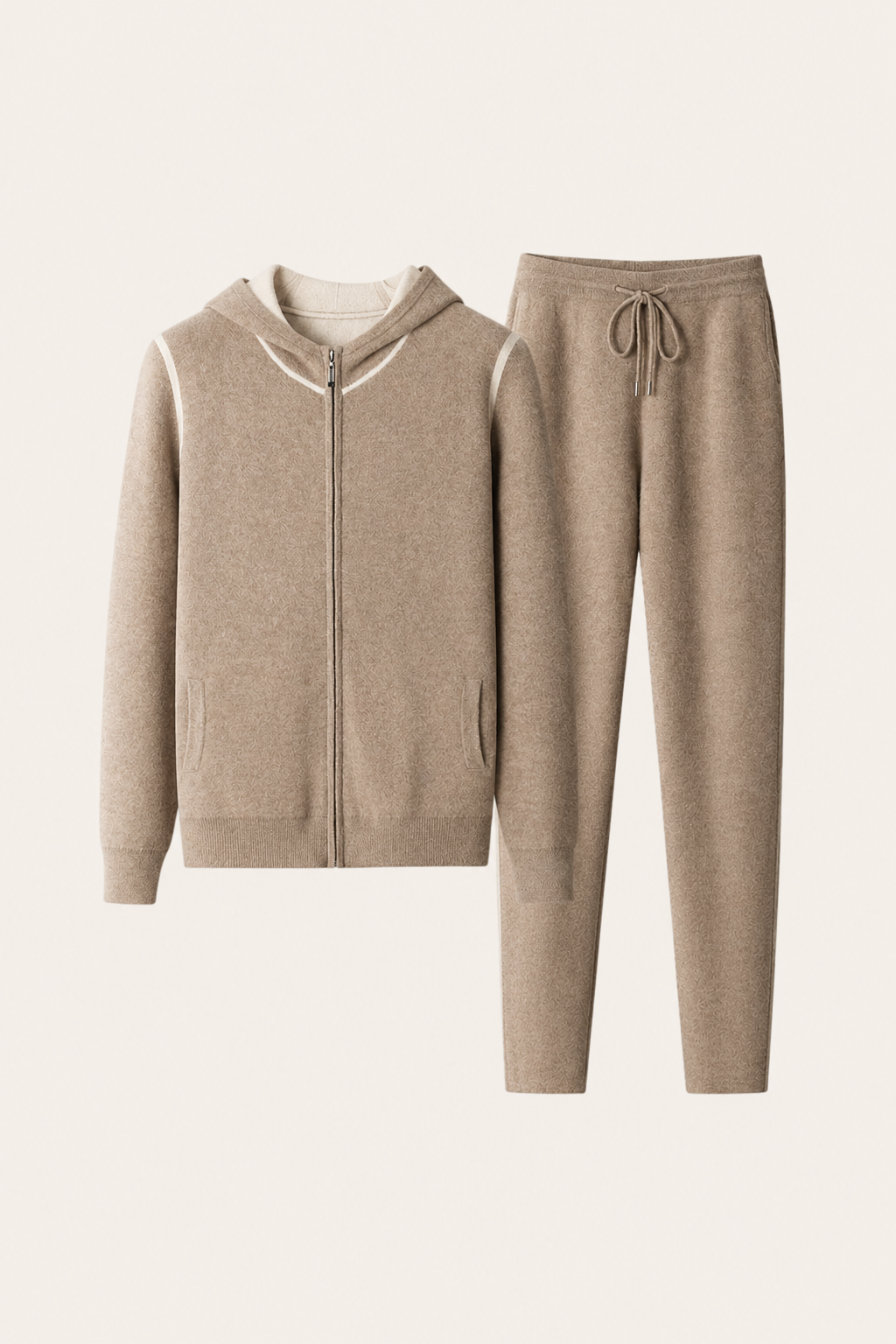 Ladore Cashmere Hooded Set Beige