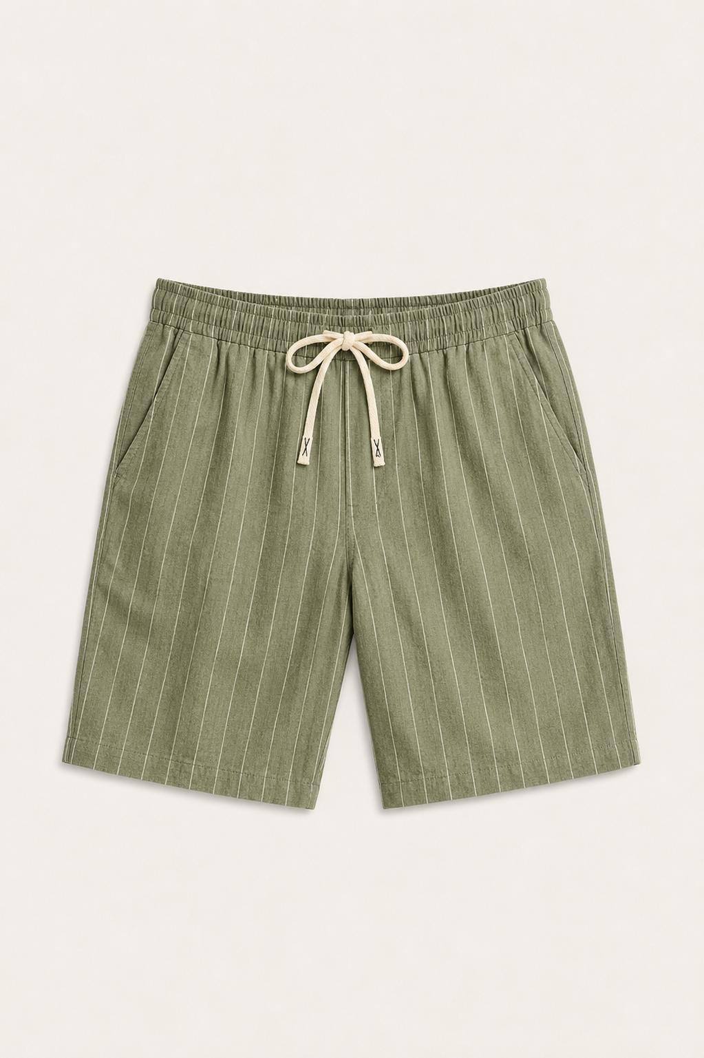 Nerivo Linen Striped Short Green