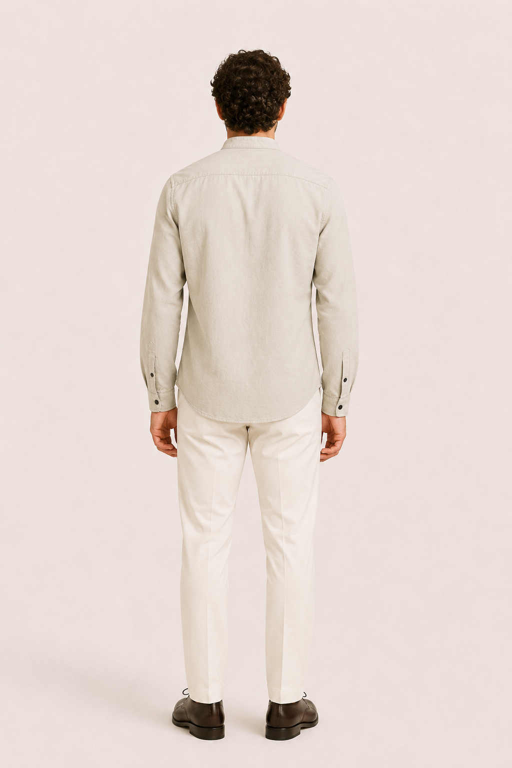 Gavero Linen Quarter Shirt Beige