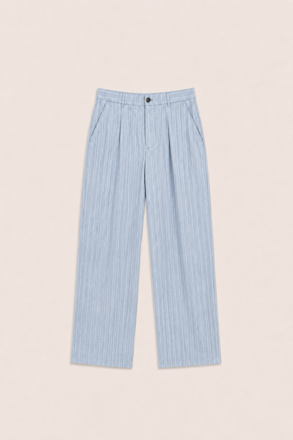 Borelo Linen Striped Trousers Light Blue