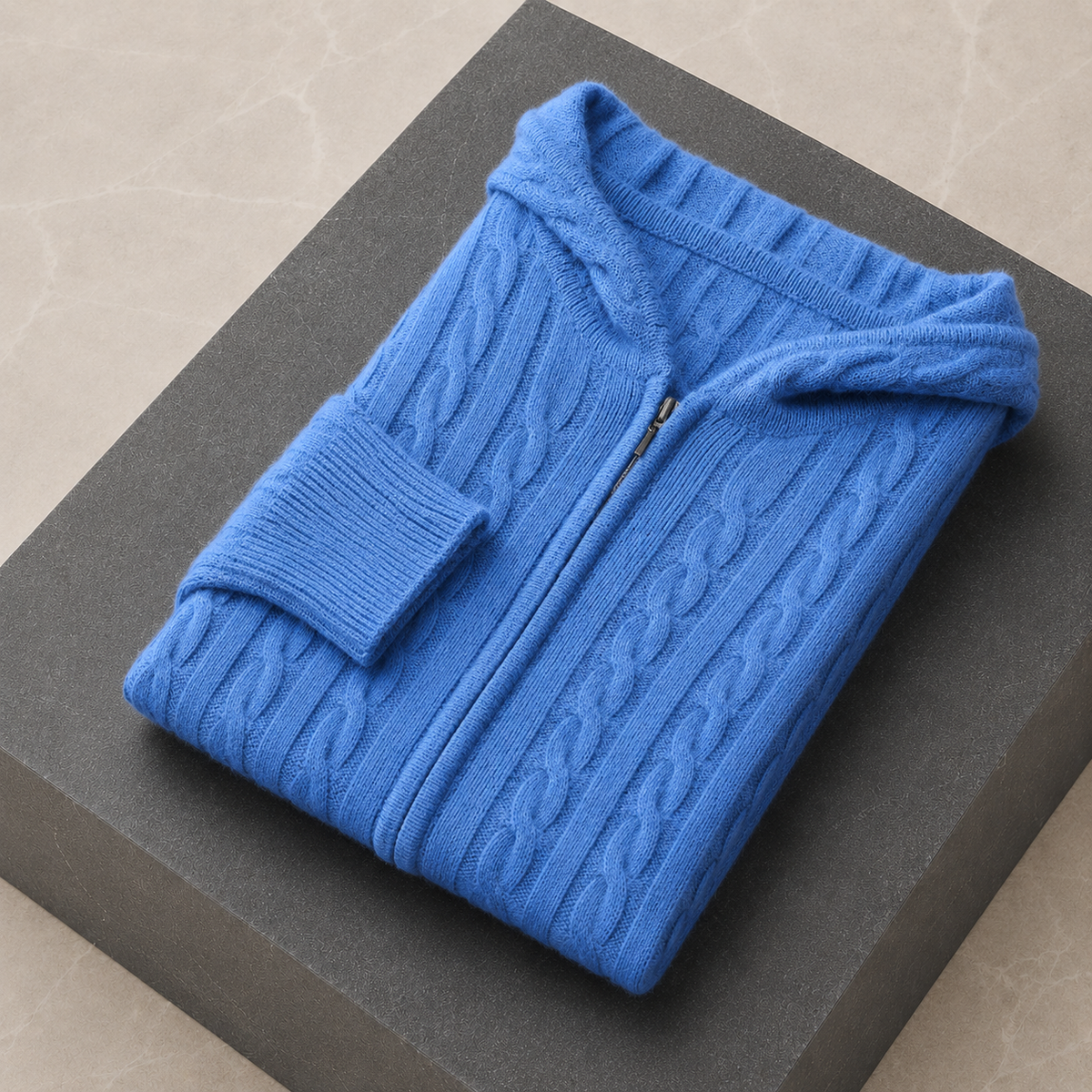 Avero Hooded Cable Knit Blue