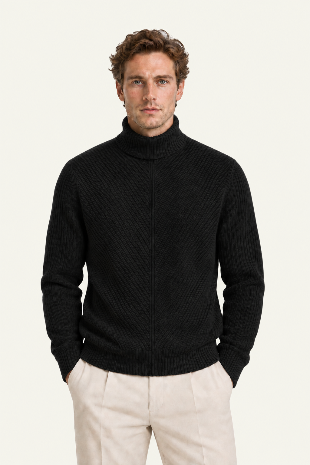 Moravi Cashmere Knit Turtleneck Black