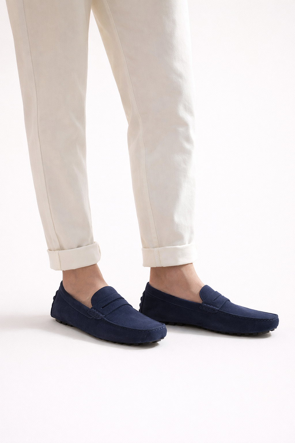 Suede Driver Loafers Navy