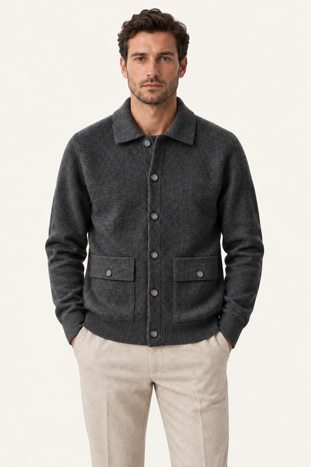Silavo Wool Cardigan Dark Grey