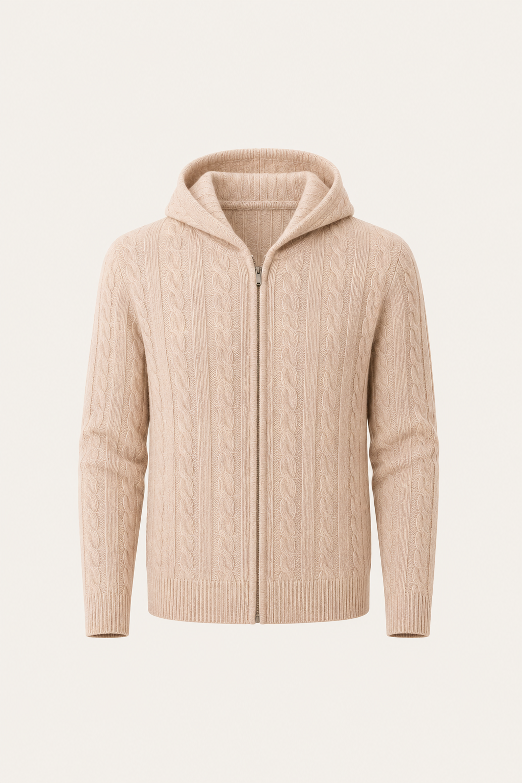 Avero Hooded Cable Knit Beige