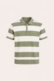 Vicero Striped Zip Polo Green