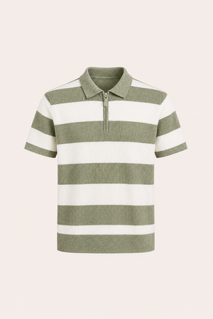 Vicero Striped Zip Polo Green
