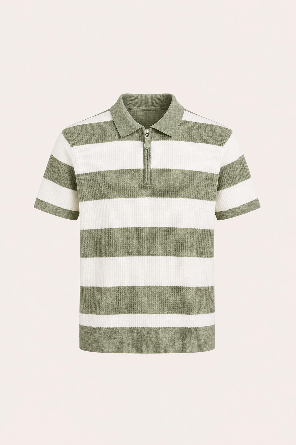 Vicero Striped Zip Polo Green