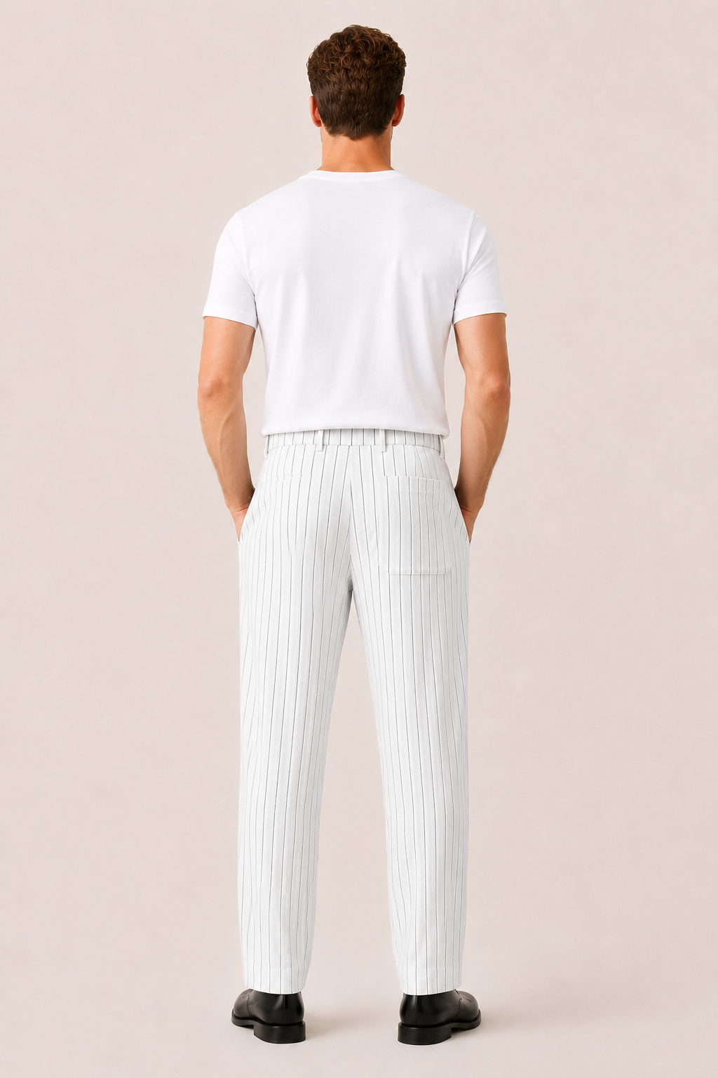 Borelo Linen Striped Trousers White