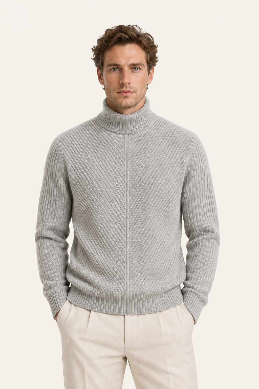 Moravi Cashmere Knit Turtleneck Grey