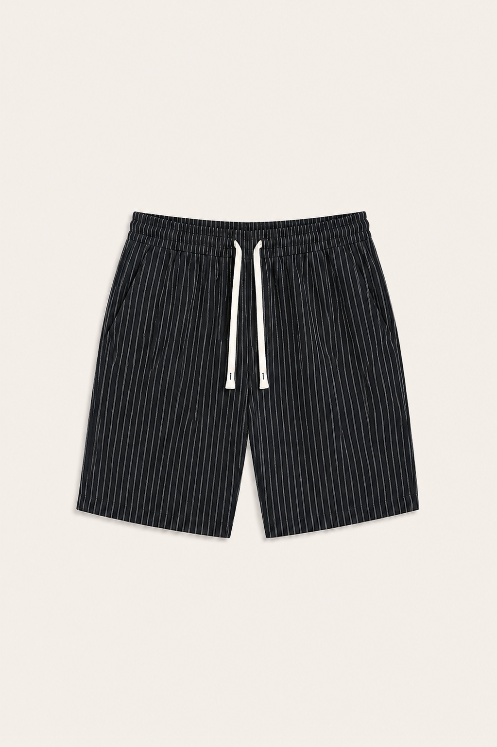 Lenaro Linen Striped Short Black