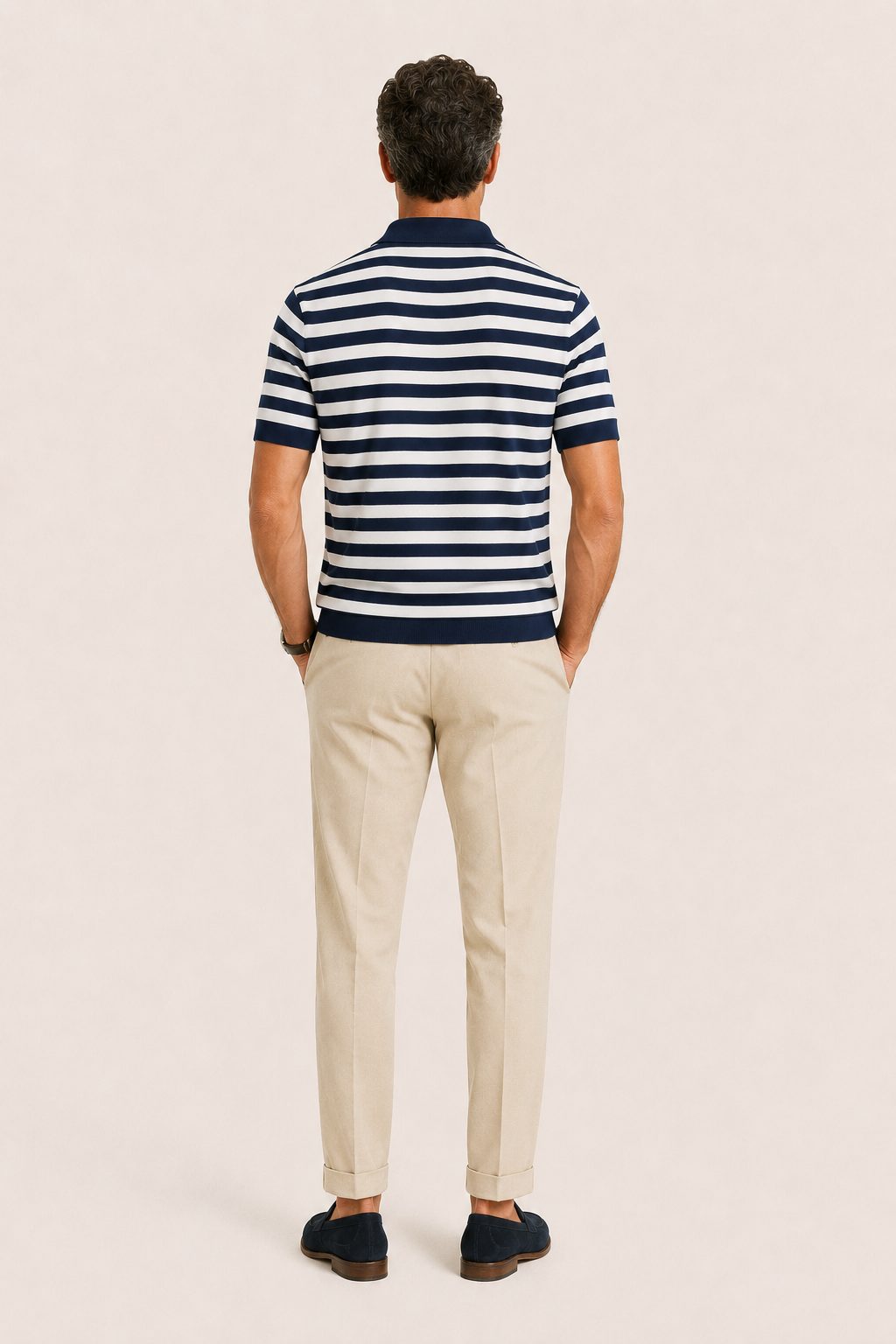 Nolani Striped Polo Navy