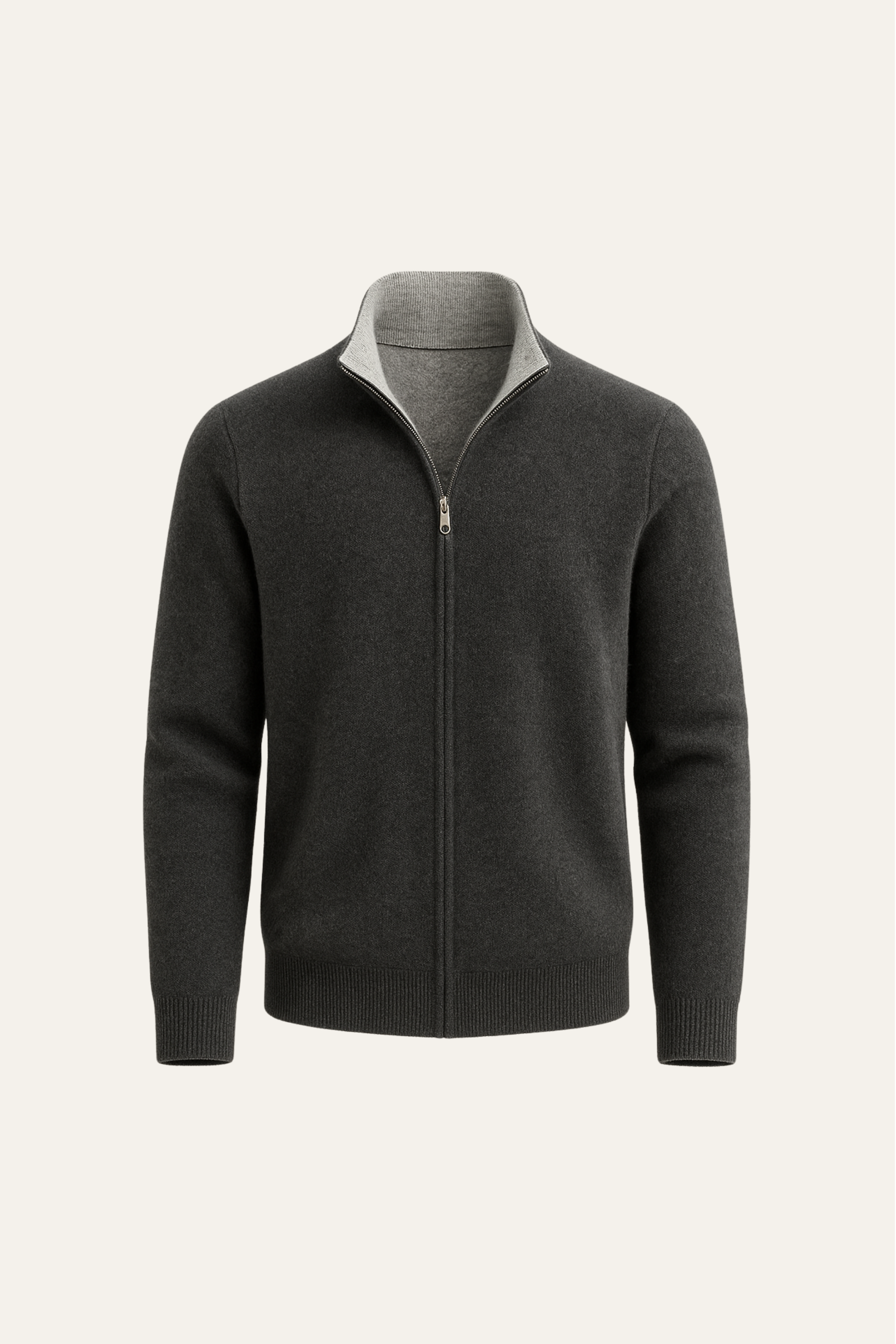 Sivaro Reversible Cashmere Zip Knit Grey & Dark Grey
