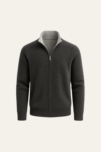 Sivaro Reversible Cashmere Zip Knit Grey & Dark Grey