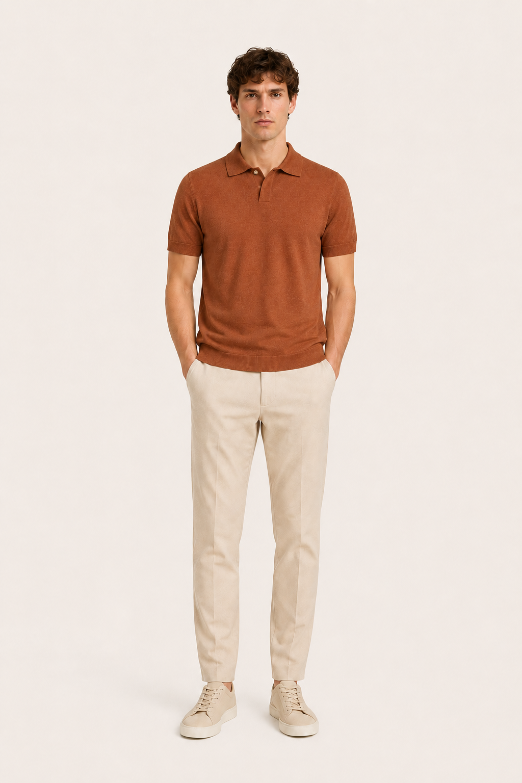 Revaro Cotton Polo Light Brown