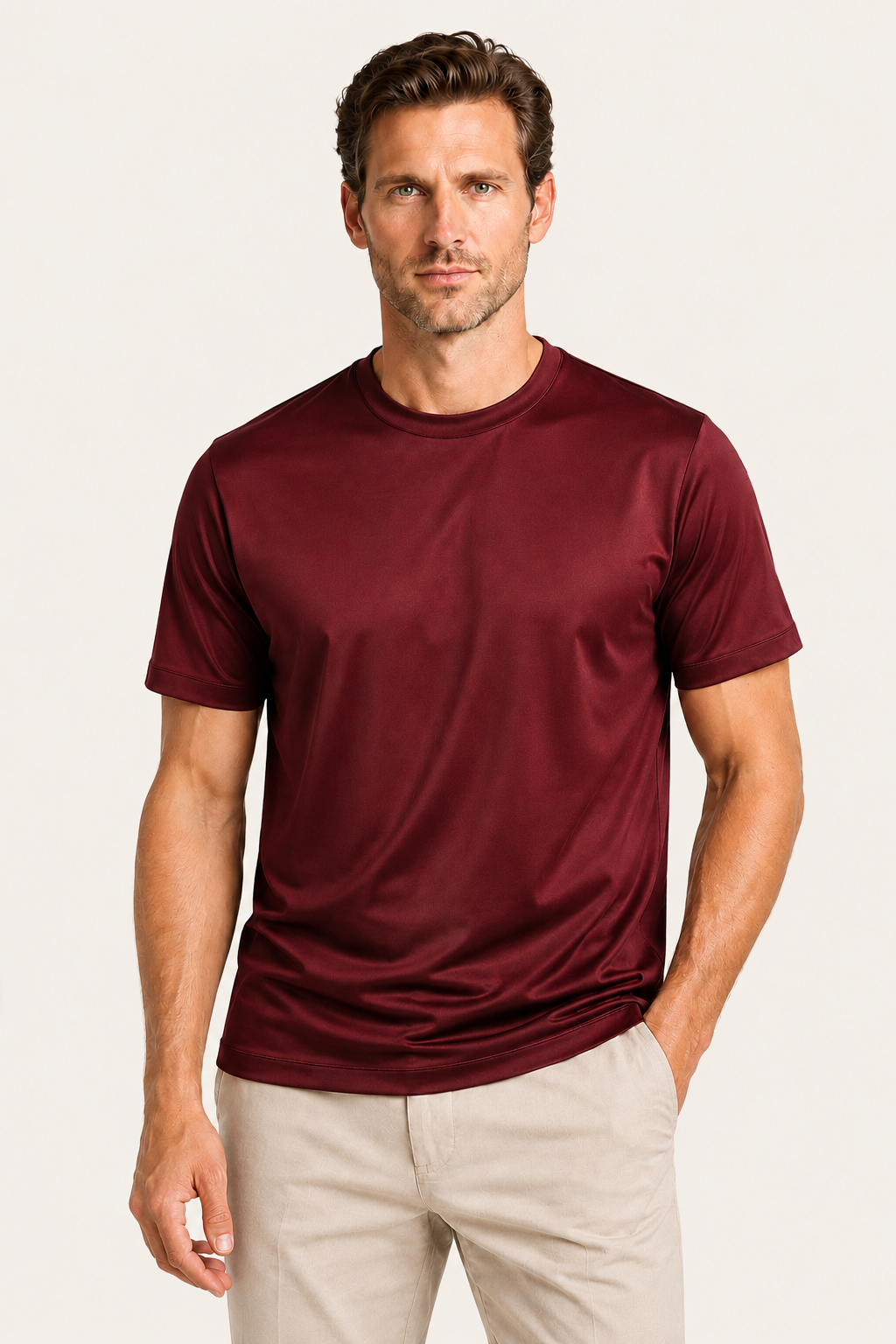 Merciro Cotton Tee Burgundy