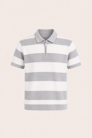 Vicero Striped Zip Polo Grey