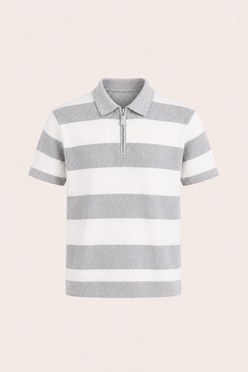 Vicero Striped Zip Polo Grey