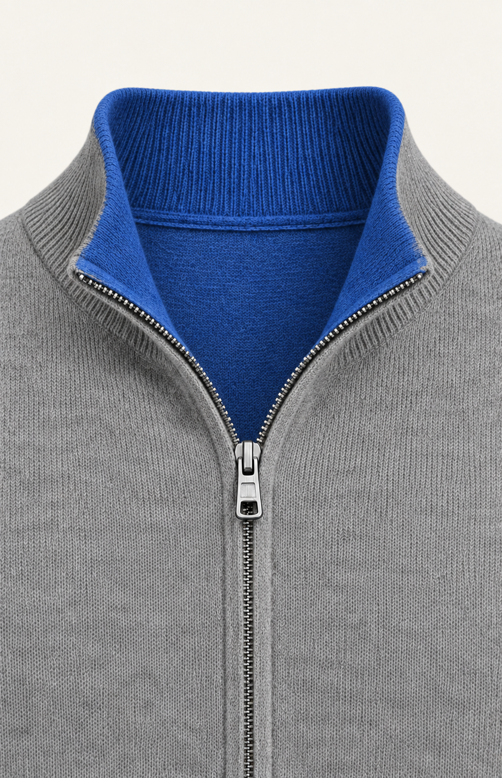 Sivaro Cashmere Reversible Zip Knit Blue & Grey