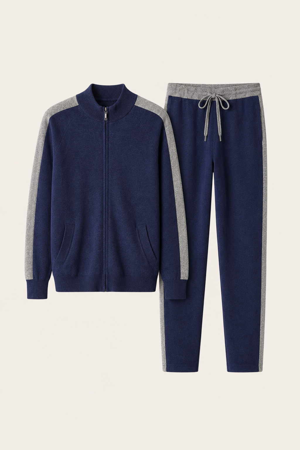 Ladore Cashmere Zip Set Navy / Grey