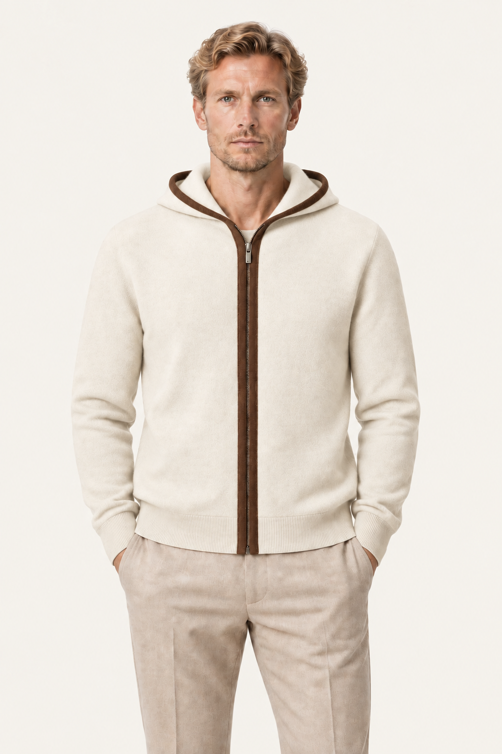 Ravalo Cashmere Zip Hoodie Cream