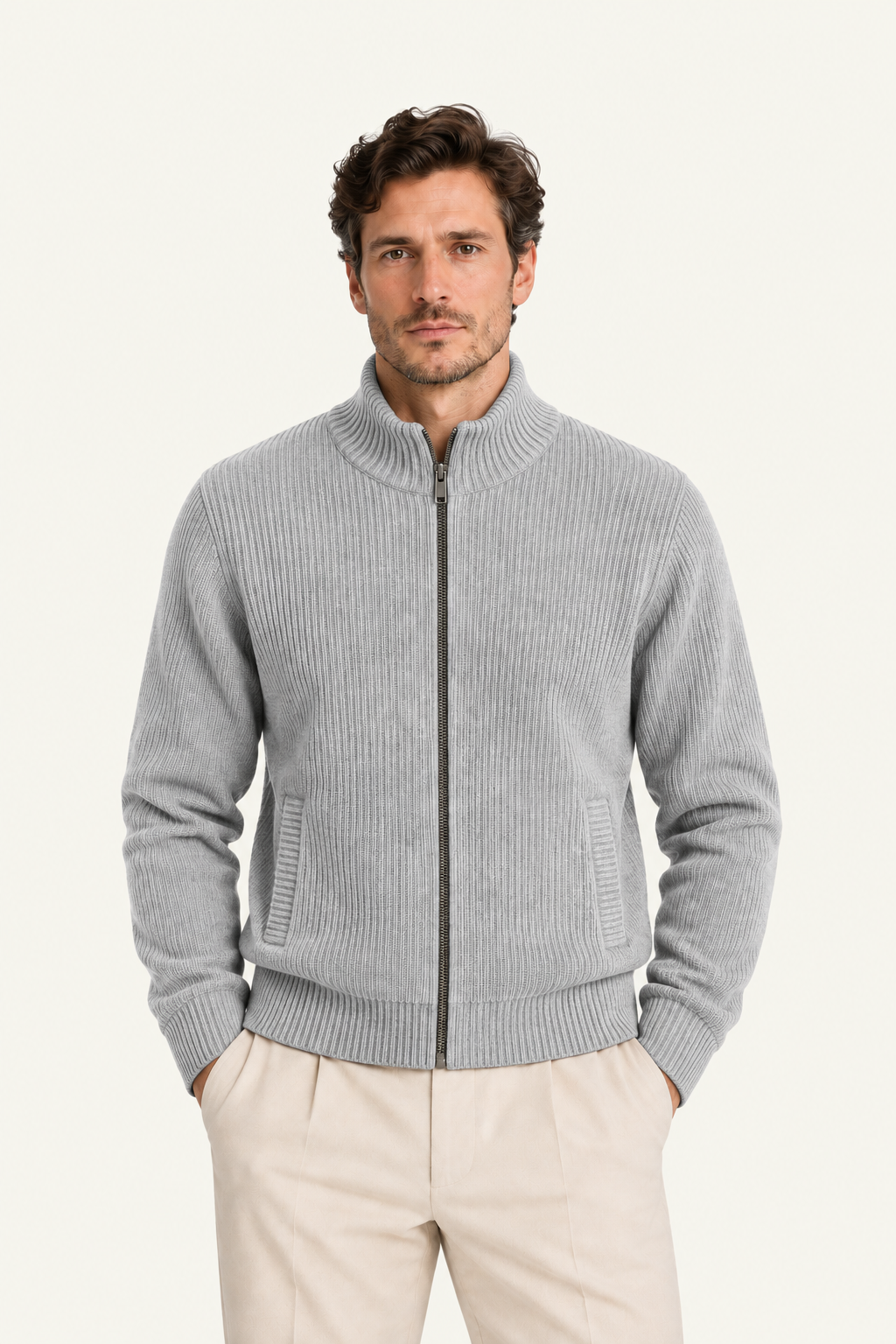 Narivo Wool Zip Knit Grey