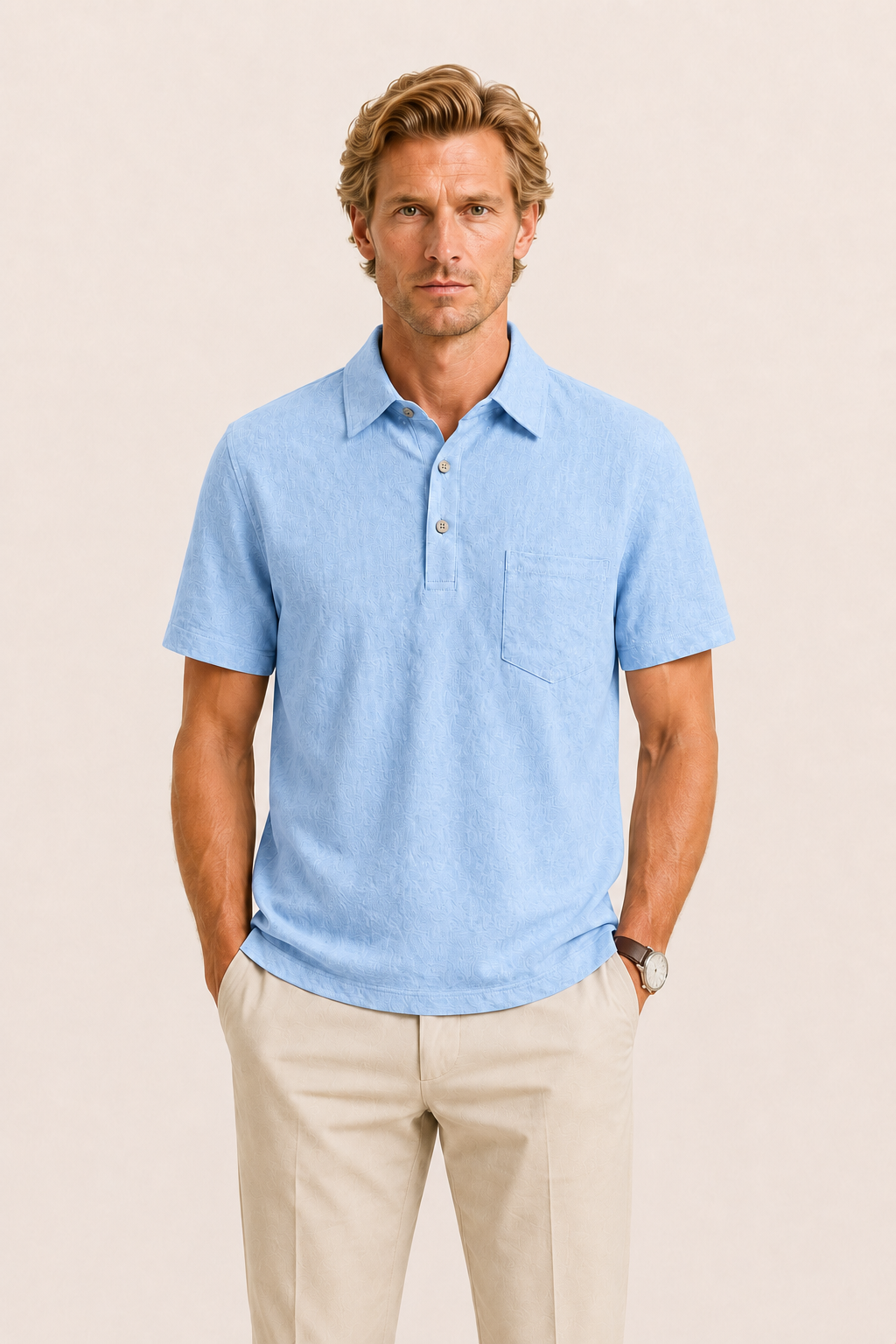 Linano Linen Polo Light Blue