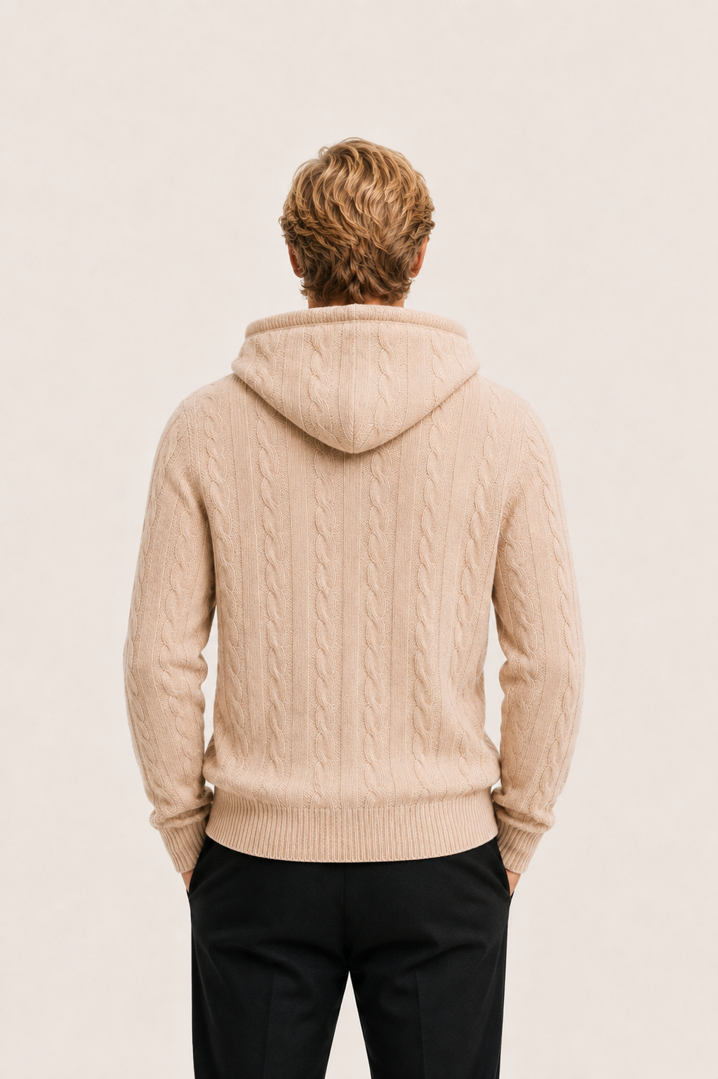 Avero Hooded Cable Knit Beige
