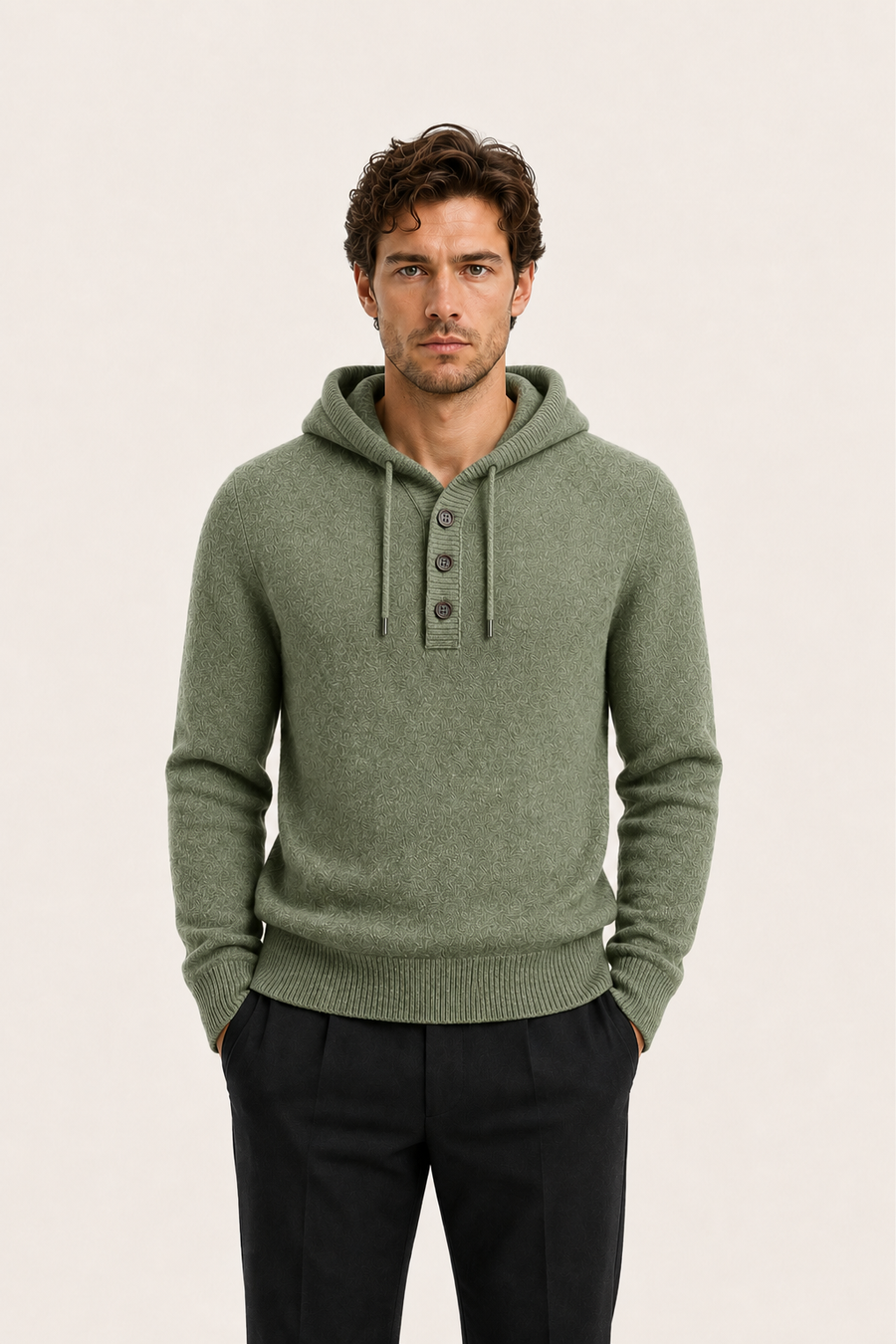 Avaro Merino Hooded Knit Green